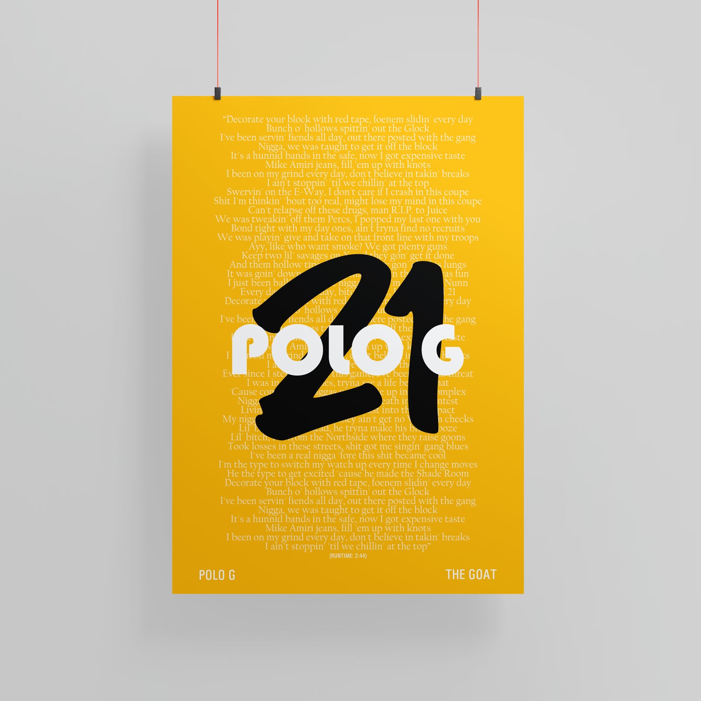 Poster dei testi di Polo G "21".